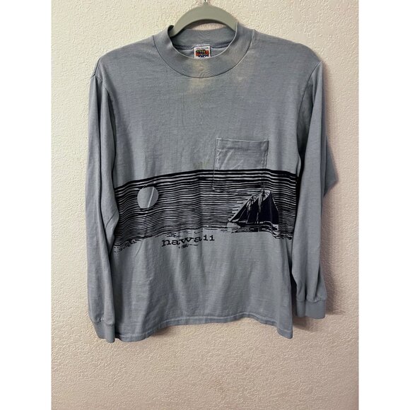 Vintage 1972 Crazy Shirts Hawaii Medium Long Sleeve T-Shirt 100% Cotton Nautical - Picture 1 of 8